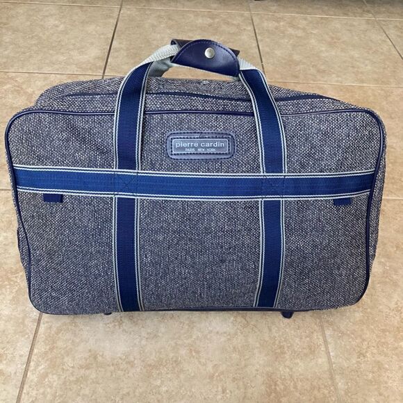 Pierre Cardin, Vintage Tweed Luggage Large Weekender Carry On Travel Bag Unisex - Picture 12 of 13
